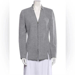 St. John Collection Evening Tweed Pattern Blazer Zip Front Cardigan Size 12